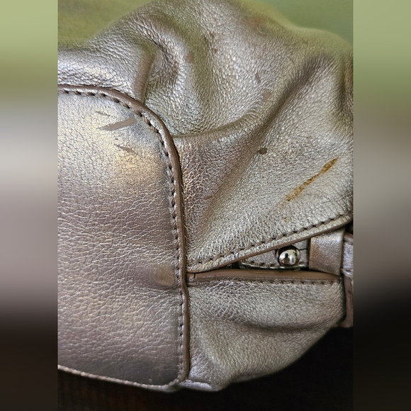 CELINE Authentic Bittersweet Gold Metallic Leather Shoulder Bag Puse Hobo Italy - Picture 7 of 16